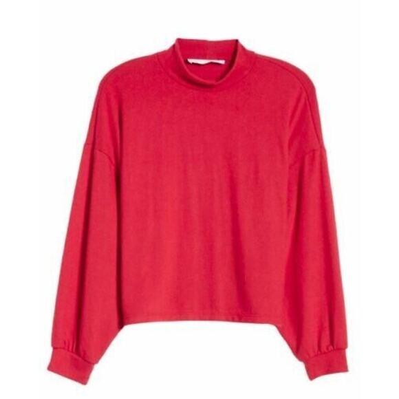 All In Favor Women's Mock Neck Pullover Sweatshirt Persian Red X-Large - Picture 4 of 4